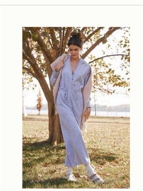 Women's Gray Button-Front Jumpsuit